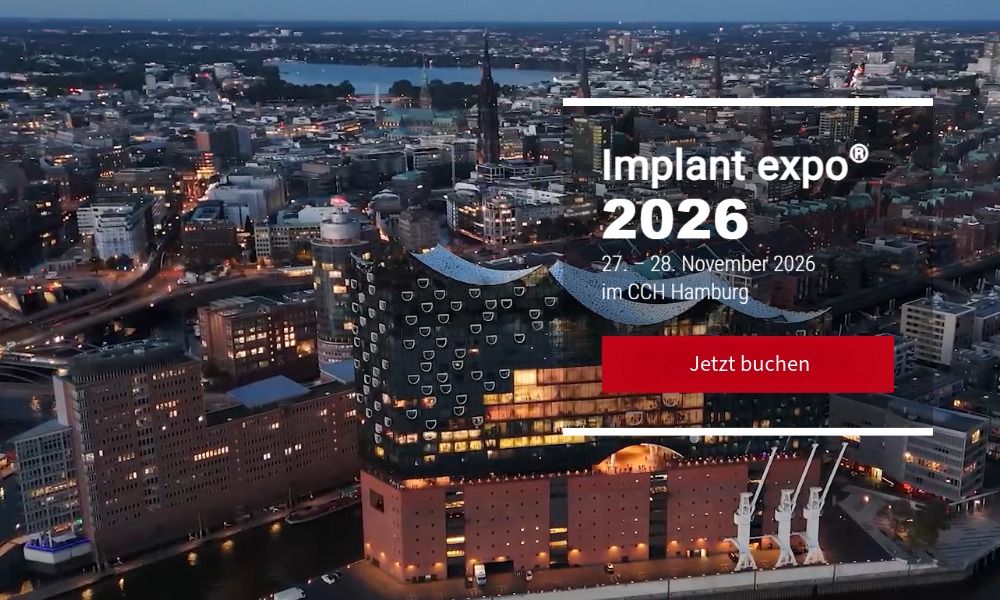 Eventbanner zur Implant expo 2026 in Hamburg, Fachmesse für dentale Implantologie