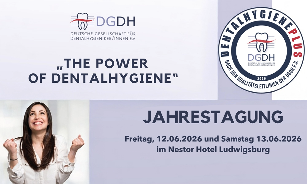 Eventbanner DGDH Jahrestagung 2026 The Power of Dentalhygiene Ludwigsburg