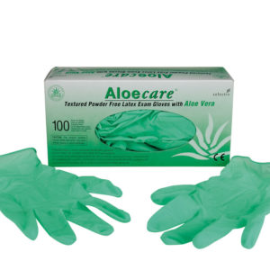 AloeCare® Latex medizinische Einmalhandschuhe. Mit reiner Aloe Vera, sorgt für weniger Hautirritationen sowie allergische Reaktionen