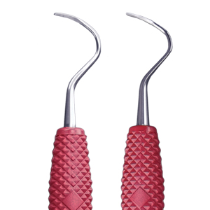 Die universelle Parodontal Queen of Hearts™ Kürette hat längere, 6mm geschlossene Schneidkanten, mit denen Furkationen angenehm erreicht werden können
